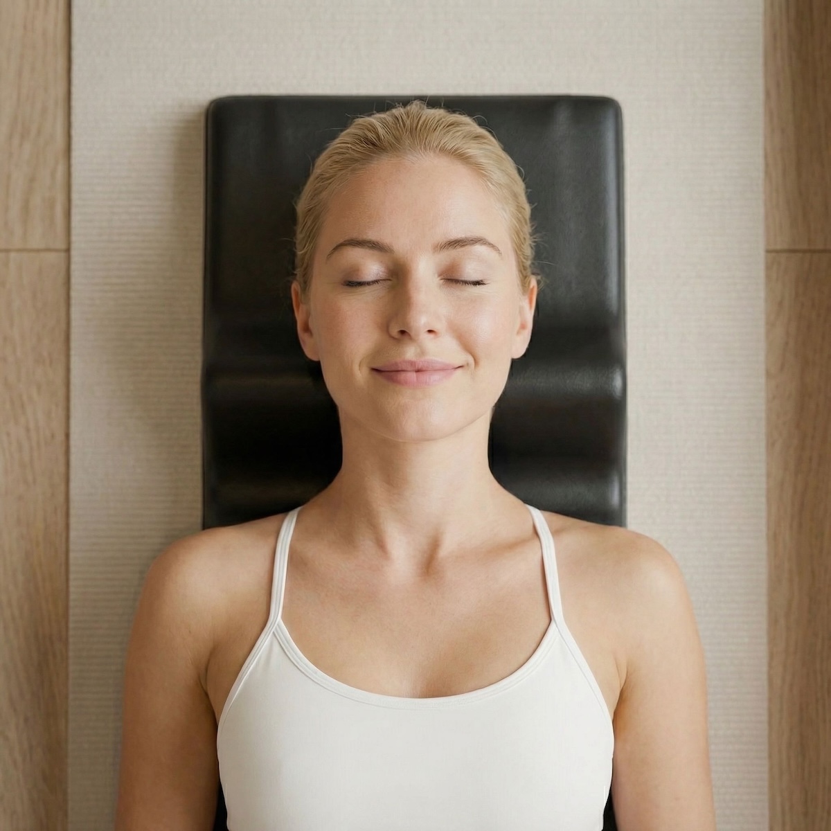 Person lying on Koraform, relaxed